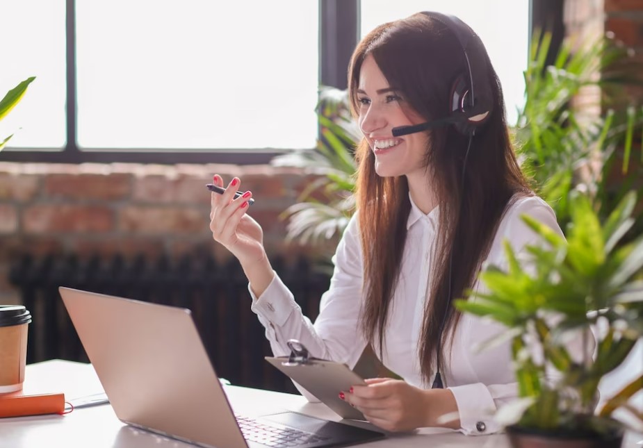 Customer Service Woman using headset